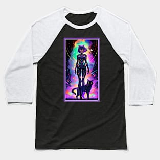 Anime Cute Cat Girl | Sci-Fi Manga Girl Anime Art Baseball T-Shirt